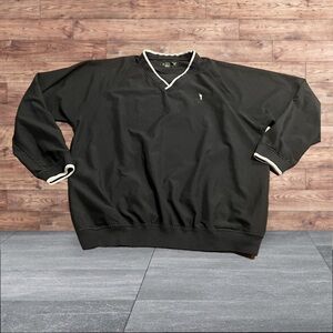 Austin Golf Tour Collection Men’s V Neck Windbreaker Pullover Black Size XL